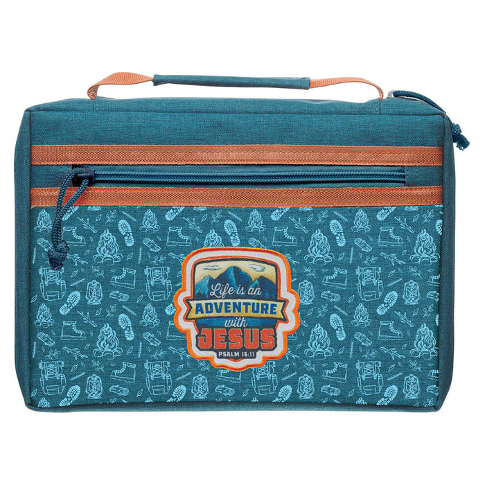 Adventure with Jesus Teal and Orange Fashion Bible Cover - Psalm 16:11 - Small
