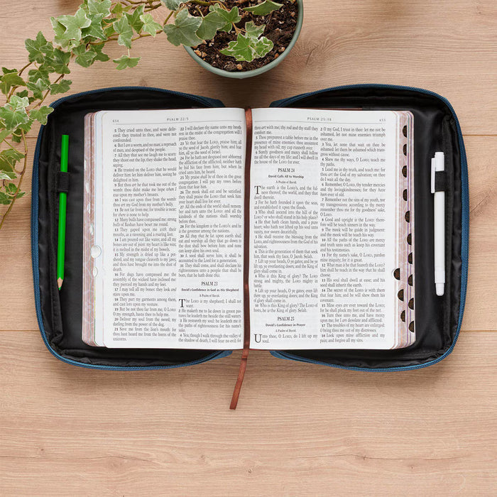 Adventure with Jesus Teal and Orange Fashion Bible Cover - Psalm 16:11 - Small