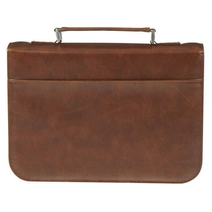 The Lord is My Strength Lion Honey-brown Faux Leather Classic Bible Cover - Exodus 15:2 - Medium