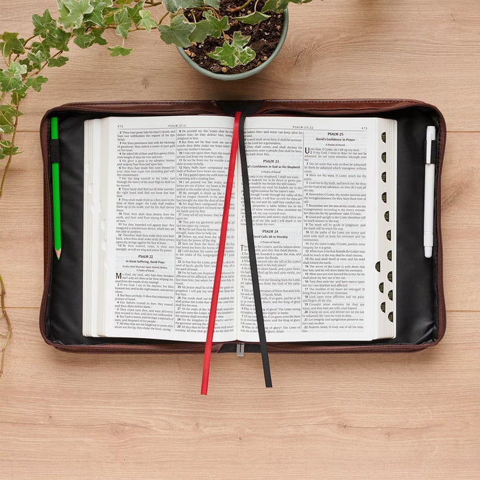 The Lord is My Strength Lion Honey-brown Faux Leather Classic Bible Cover - Exodus 15:2 - Medium