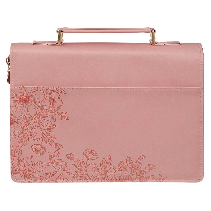 Be Still and Know Pink Floral Faux Leather Fashion Bible Cover - Psalm 46:10 - Large