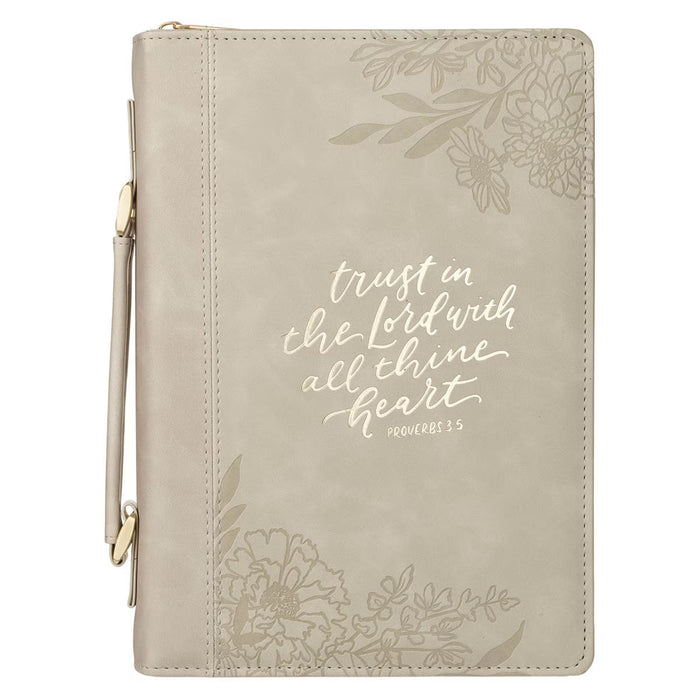 Trust in the Lord Taupe Faux Leather Fashion Bible Cover - Proverbs 3:5 - Large