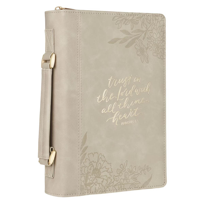 Trust in the Lord Taupe Faux Leather Fashion Bible Cover - Proverbs 3:5 - Large