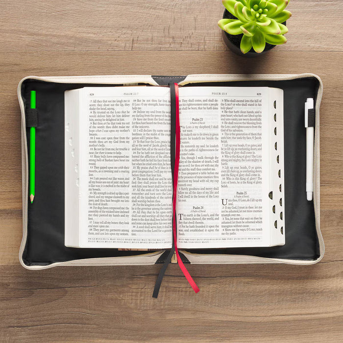 Trust in the Lord Taupe Faux Leather Fashion Bible Cover - Proverbs 3:5 - Large