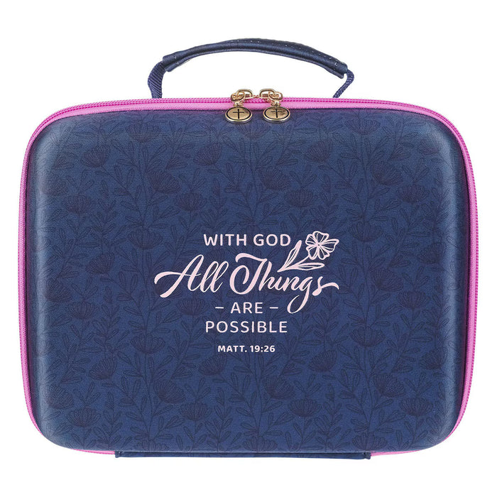 All Things Are Possible Navy Two-fold Organizer Bible Case - Matthew 19:26