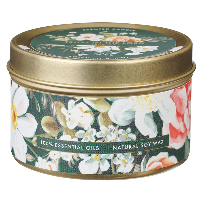 Trust in the Lord Rosemary and Mint Candle in a Tin - Proverbs 3:5