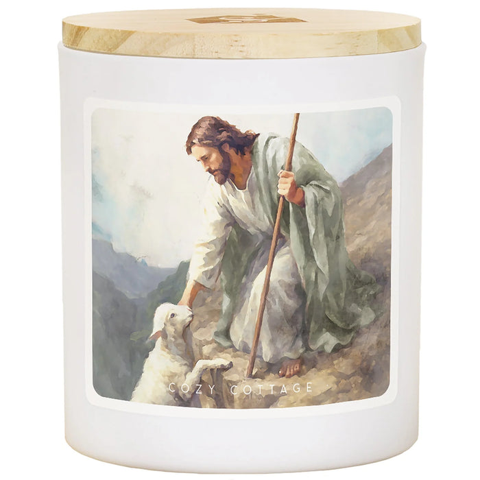 Jesus Lamb On Cliff - Cozy Cottage - 11oz Soy Candle