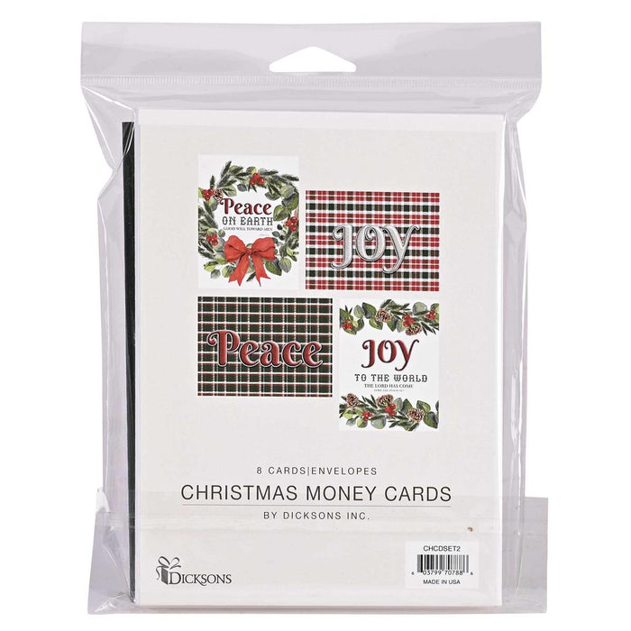 Christmas Money Card Wreath Plaid Set
