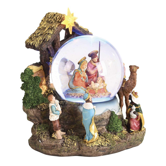 Waterglobe Music Lighted Away In Manger