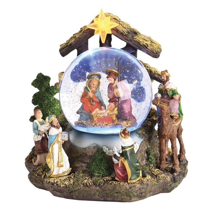 Waterglobe Music Lighted Away In Manger