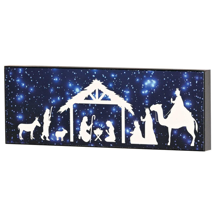 Wood Decor Nativity Blue Sky