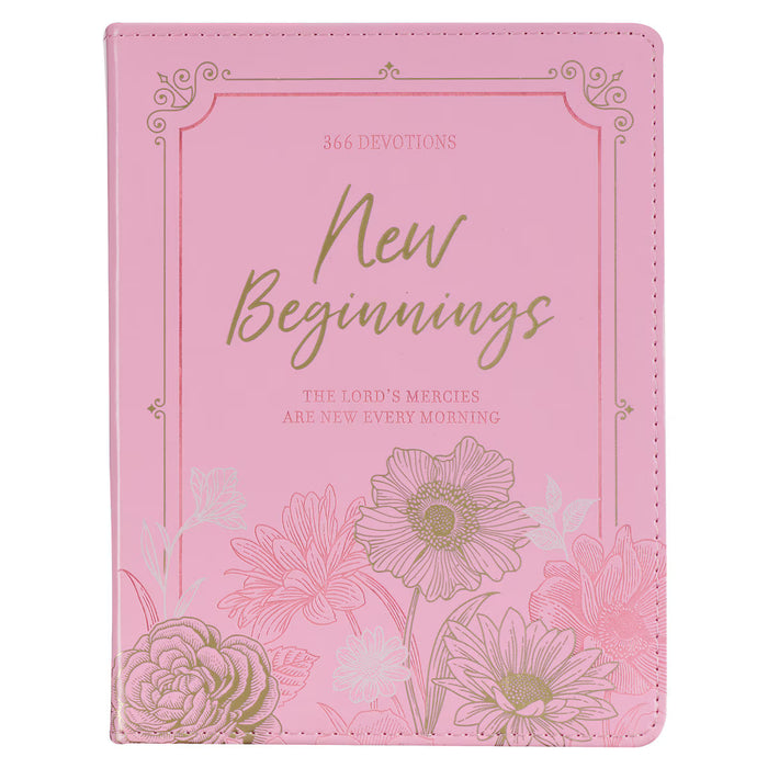 New Beginnings Pink Floral Faux Leather Devotional by Solly Ozrovech