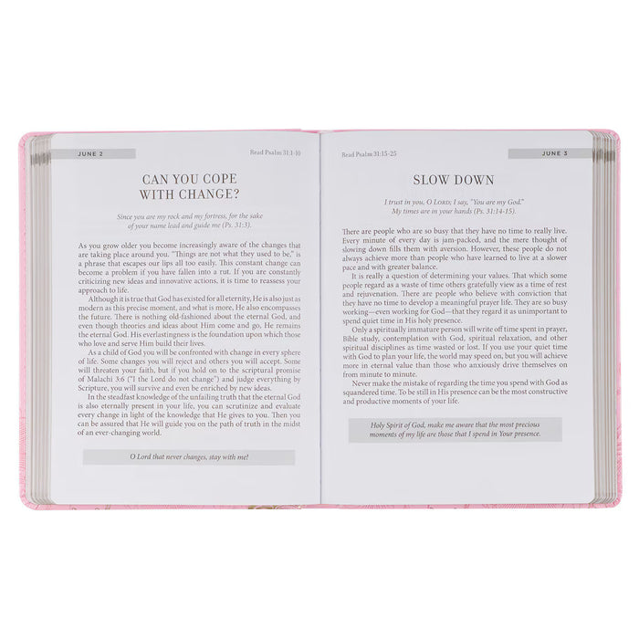 New Beginnings Pink Floral Faux Leather Devotional by Solly Ozrovech
