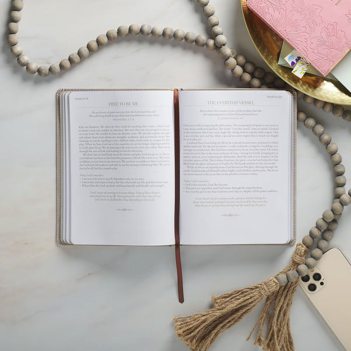 Ten Minutes with God for Women Taupe Faux Leather Daily Devotional by Debbie Alsdorf