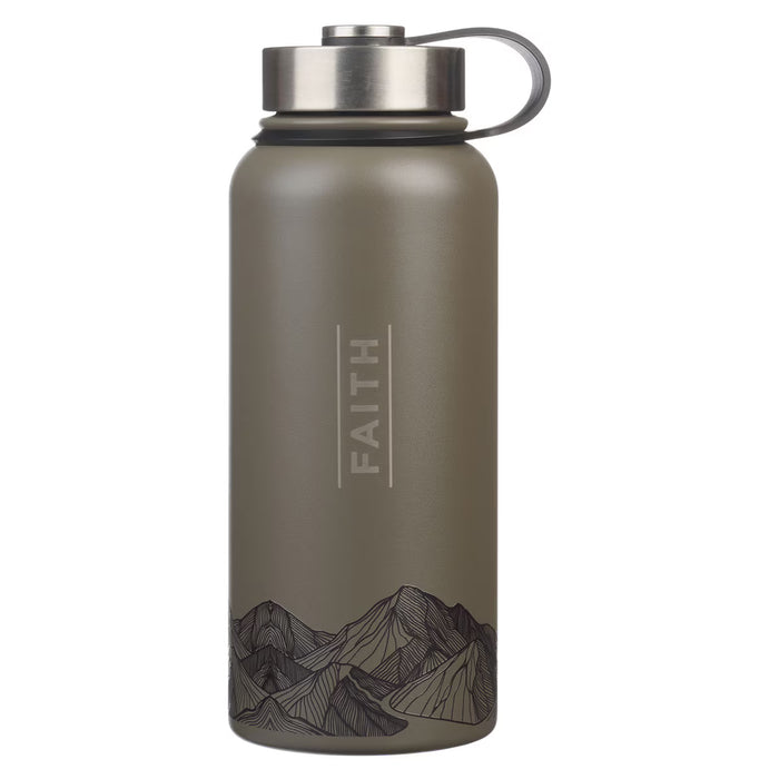 Faith Dusty Brown Stainless Steel Water Bottle - Matthew 17:20