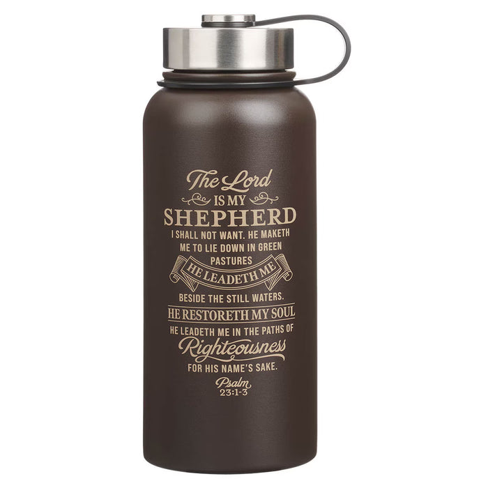 Shepherd Brown Stainless Steel Water Bottle - Psalm 23:1-3