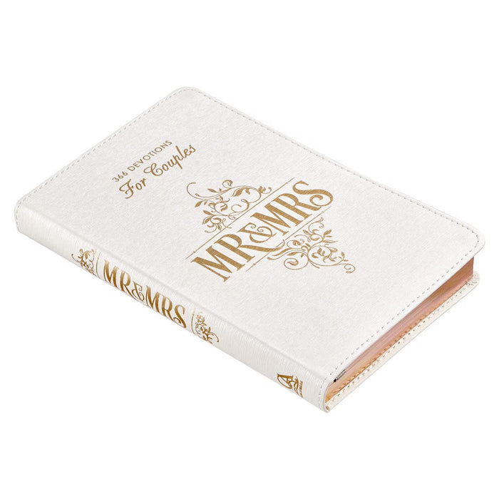 Mr. & Mrs. 366 Devotions for Couples White Faux Leather Devotional - Rob and Joanna Teigen