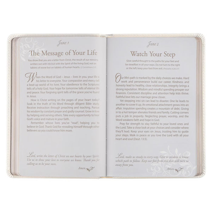 Mr. & Mrs. 366 Devotions for Couples White Faux Leather Devotional - Rob and Joanna Teigen
