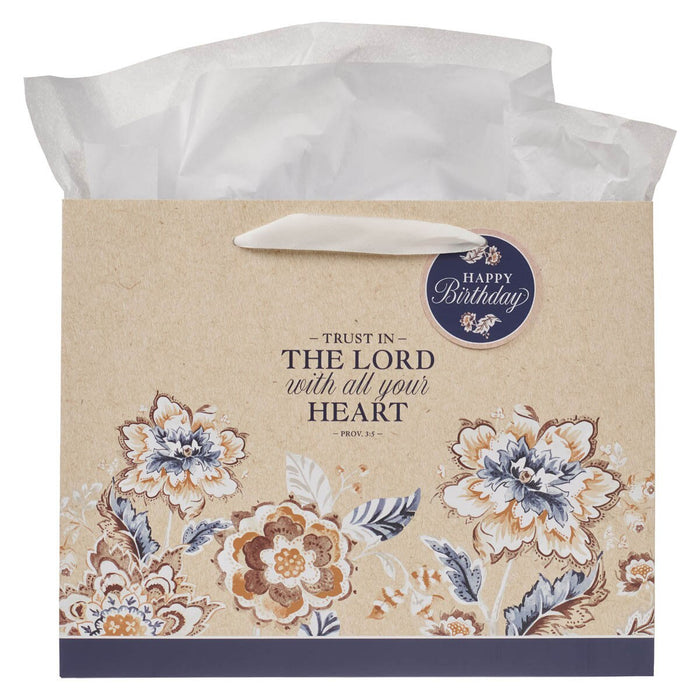 Trust in the Lord Honey-brown and Navy Large Landscape Gift Bag