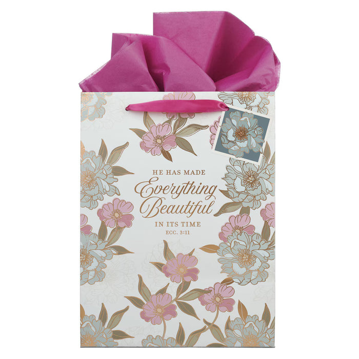 Everything Beautiful Whimsical Blooms Large Portrait Gift Bag - Ecclesiastes 3:11