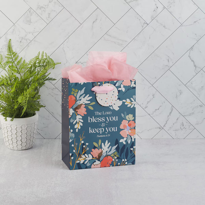 The Lord Bless You Teal Medium Gift Bag - Numbers 6:24
