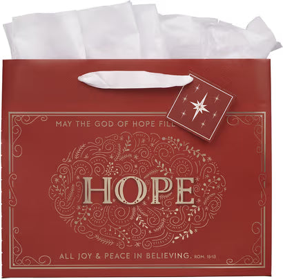 Hope Red Filigree Large Landscape Gift Bag