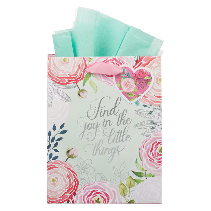 A Grateful Heart Pink Floral Medium Gift Bag