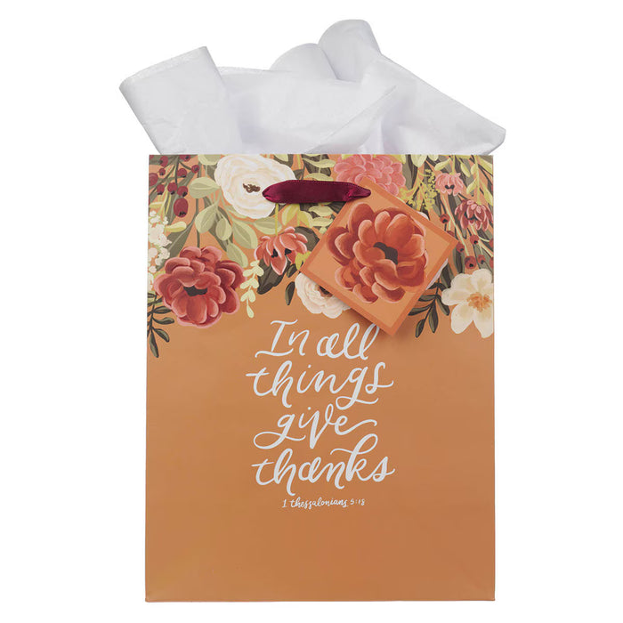 Give Thanks Pumpkin Spice Medium Gift Bag - 1 Thessalonians 5:18