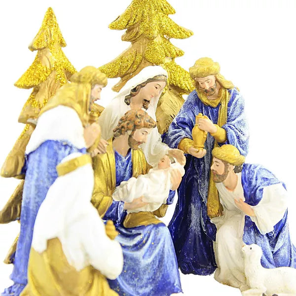 Christmas Nativity Blue Gold Decorative Figurines by Roman, Inc.