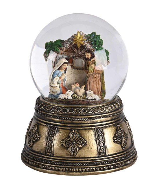 Nativity Water Globe with Bronze Tone Base