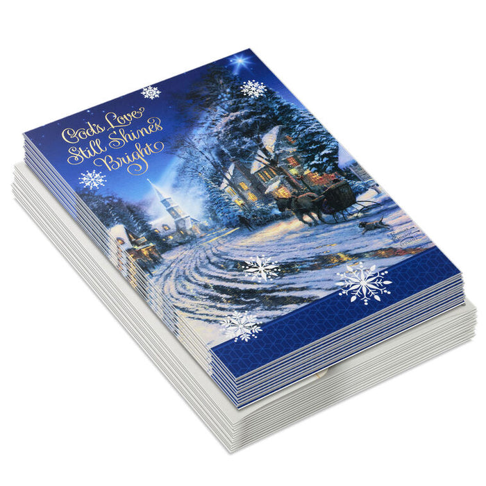 Thomas Kinkade God's Love Shines Bright Religious Boxed Christmas Cards, Pack of 16