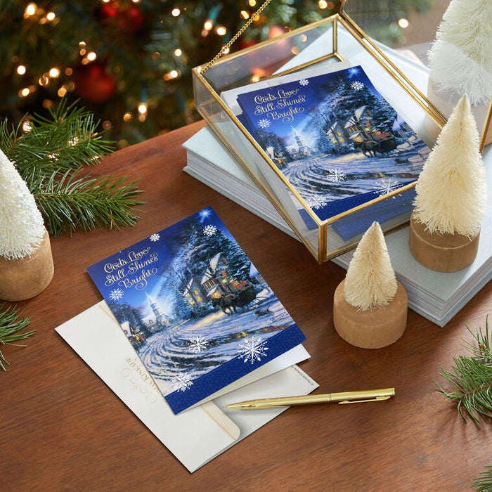 Thomas Kinkade God's Love Shines Bright Religious Boxed Christmas Cards, Pack of 16