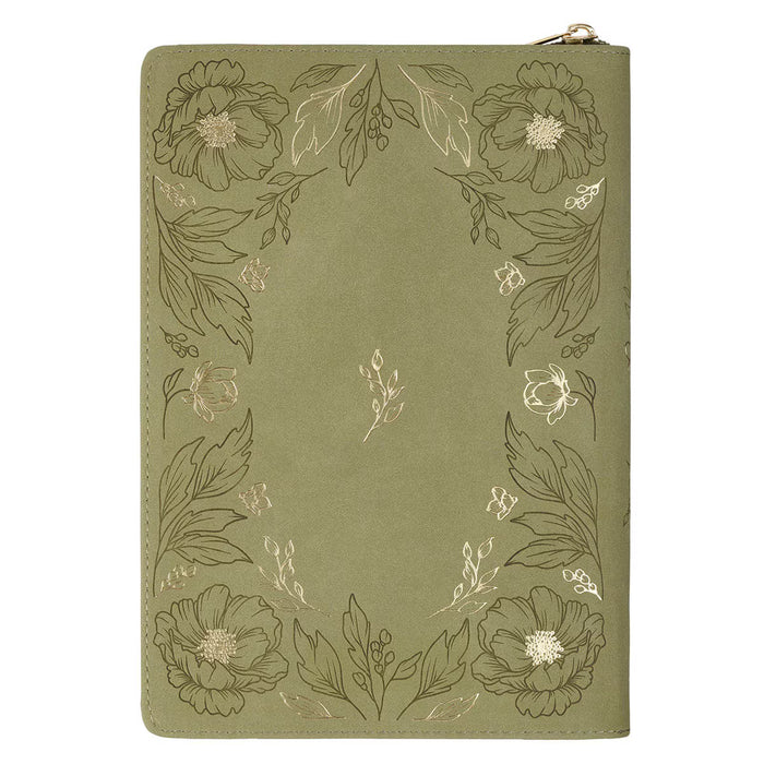 All Things Green Floral Faux Leather Classic Journal with Zipper Closure - Philippians 4:13 Image FeatureA