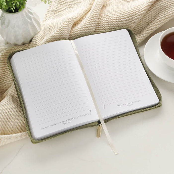 All Things Green Floral Faux Leather Classic Journal with Zipper Closure - Philippians 4:13 Image FeatureA