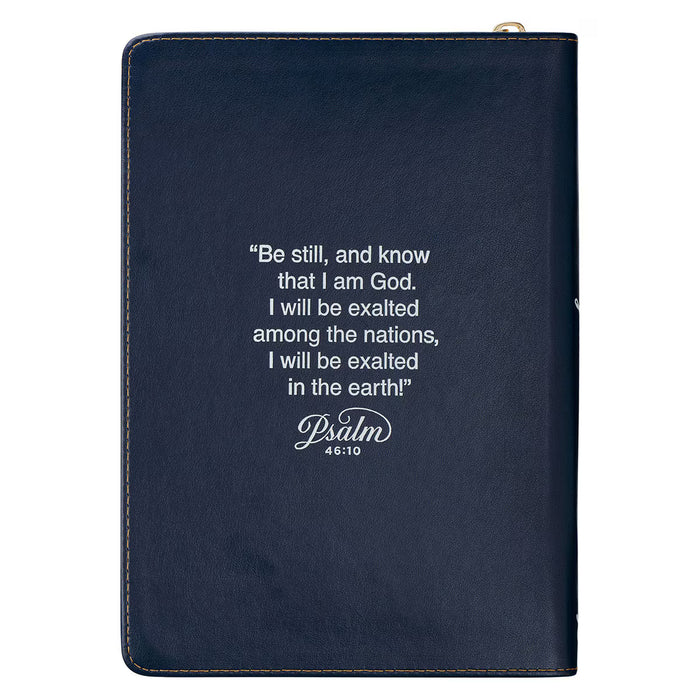 Be Still and Know Serene Roses Faux Leather Journal with Zipper Closure - Psalm 46:10