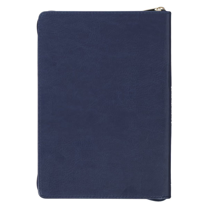 Be Strong and Courageous Blue Faux Leather Journal with Zipper Closure - Joshua 1:9