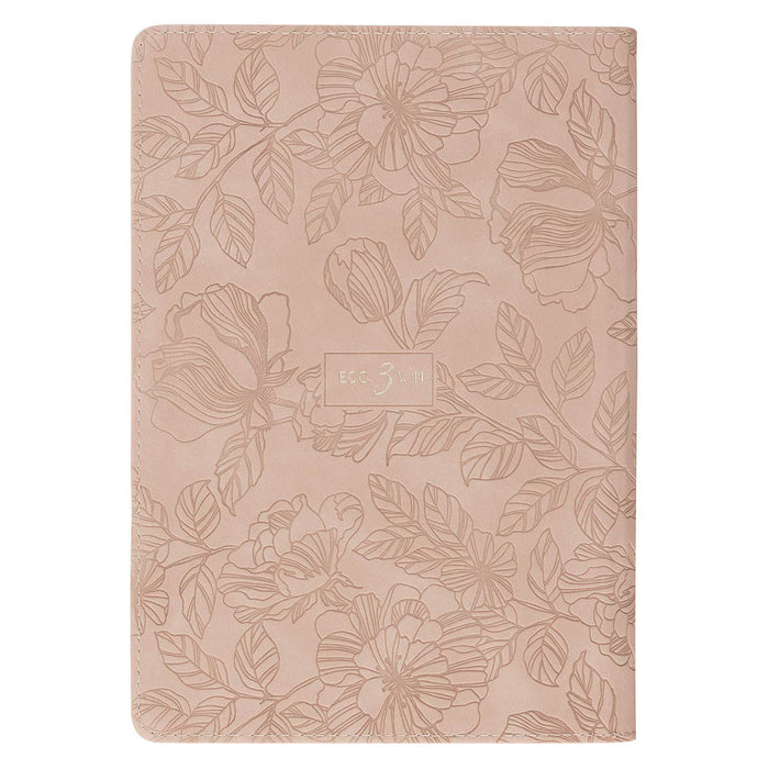 Everything Beautiful Blush Floral Faux Leather Journal with Zipper Closure - Ecclesiastes 3:11