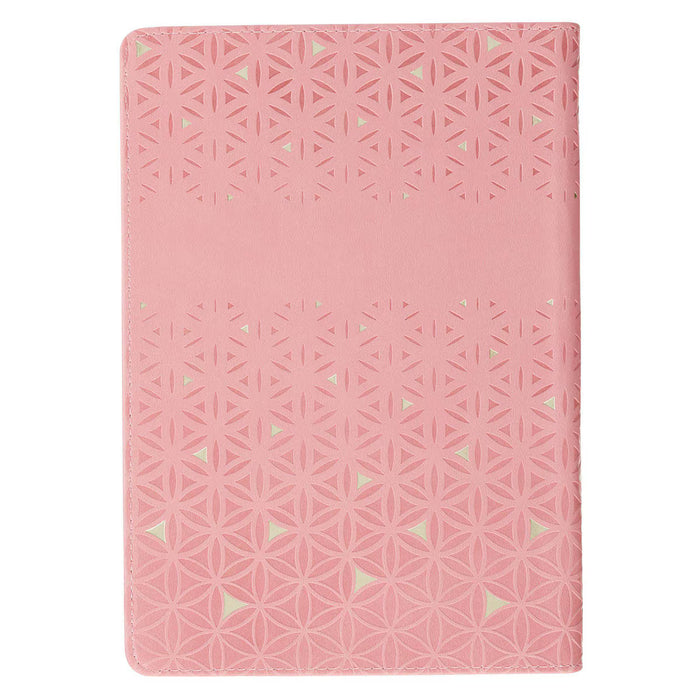 Be Still and Know Geometric Pink Faux Leather Journal with Zipper Closure - Psalm 46:10