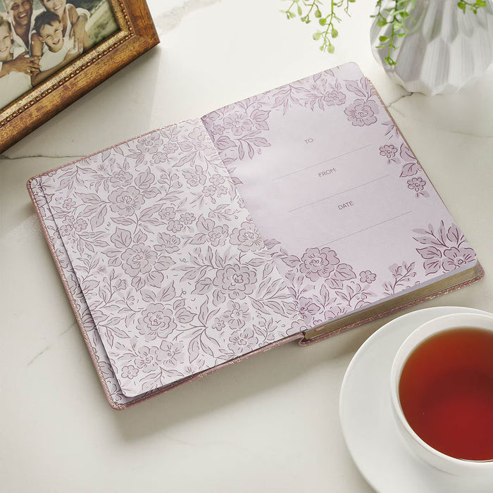 Be Still and Know Mauve Floral Faux Leather Slimline Journal - Psalm 46:10