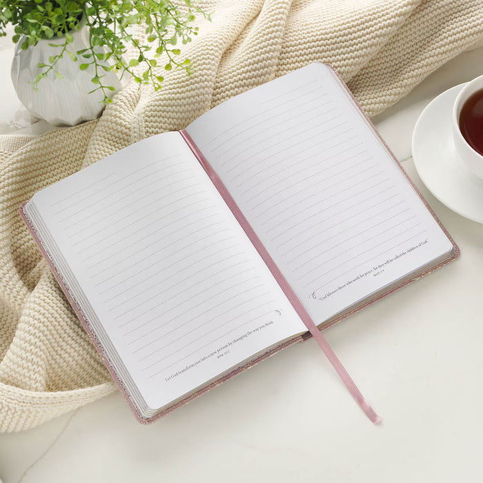 Be Still and Know Mauve Floral Faux Leather Slimline Journal - Psalm 46:10