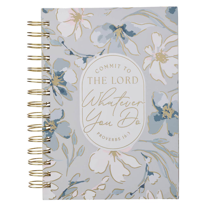 Commit to the Lord Pale Blue Floral Spiral Journal