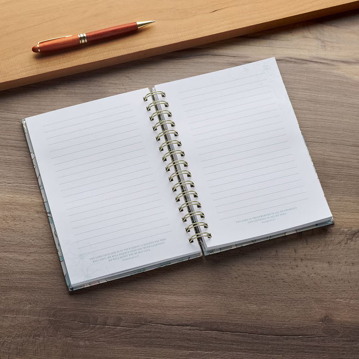 Commit to the Lord Pale Blue Floral Spiral Journal