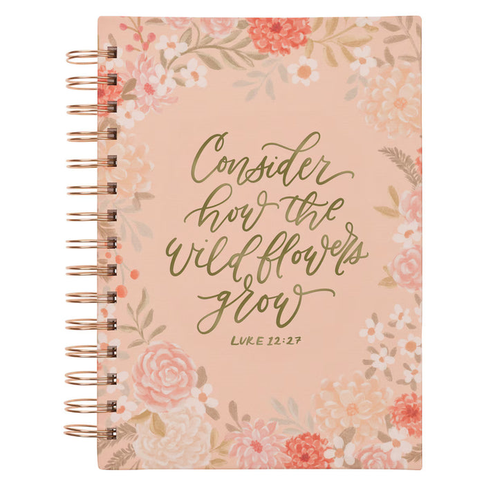 Consider the Wildflowers Floral Spiral Journal - Luke 12:27