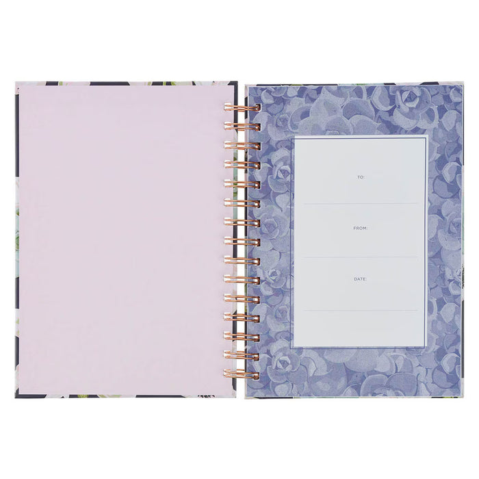 Ask, Seek, Knock Navy Floral Spiral Journal - Matthew 7:7