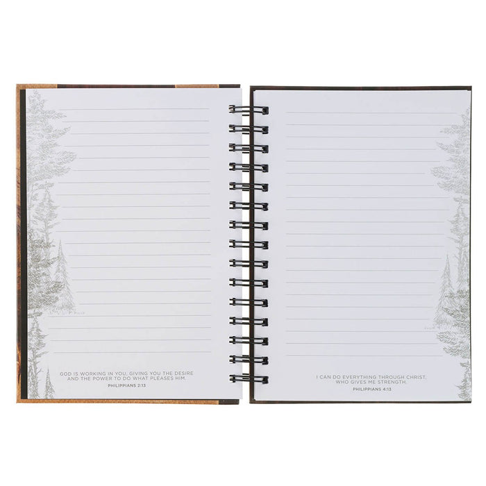 Man of God Brown Trailhead Large Spiral Journal - 1 Timothy 6:11