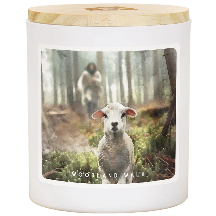 Jesus Rescuing Lamb Candle - Woodland Walk - Morning Star Christian Bookstores