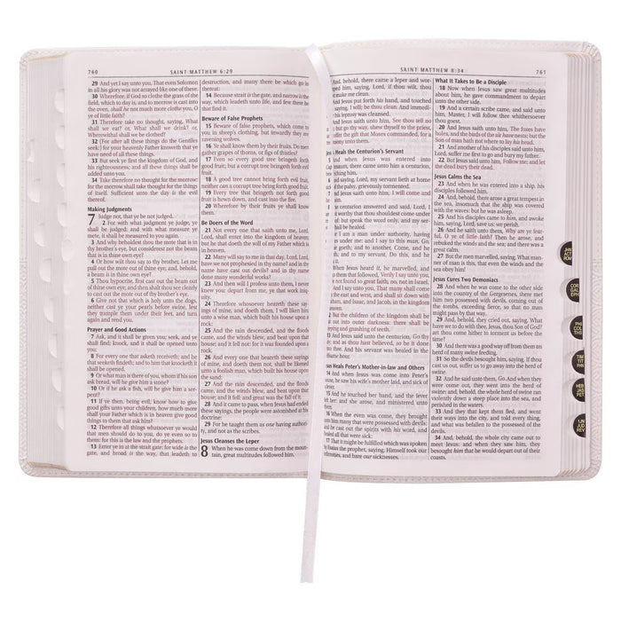 KJV Deluxe Gift Bible White Faux Leather Indexed