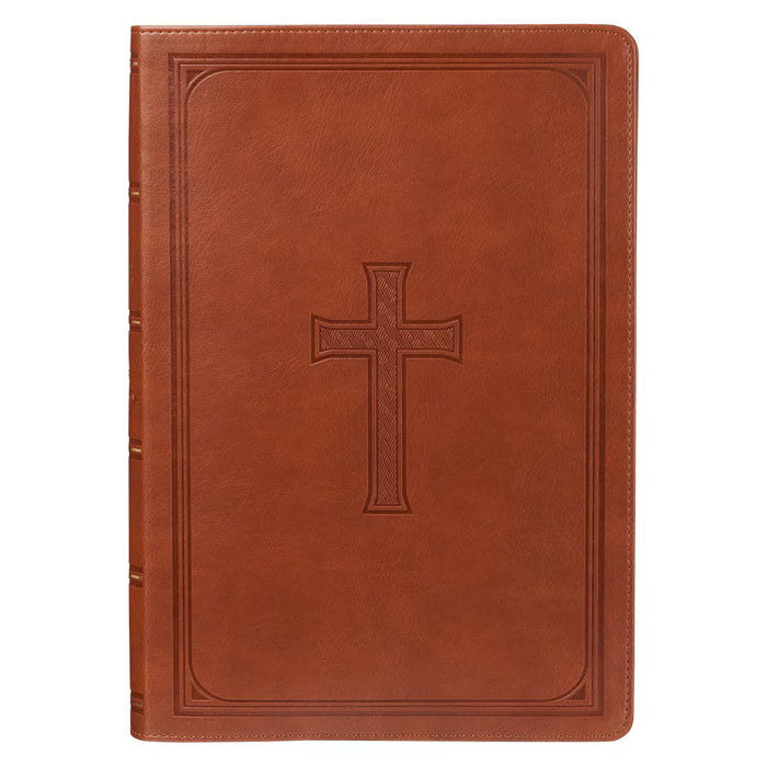 KJV Saddle Tan Faux Leather Super Giant Print Bible