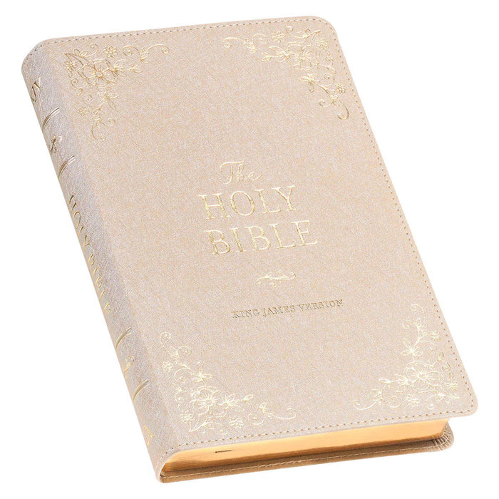 KJV Pearlized Ivory Faux Leather  Deluxe Gift Bible with Thumb Index