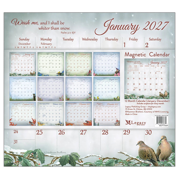 Songbirds of Faith Faith 2027 Magnetic Calendar Pad